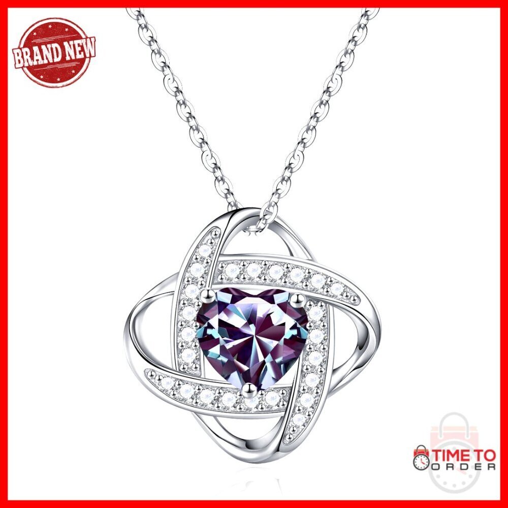 Sterling Silver Love Knot Birthstone Necklace Elegant Minimal Chic Jewelry Gift